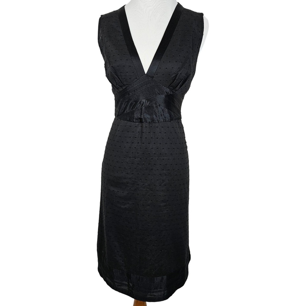 Catherine Malandrino Cotton Silk Dotted Swiss midi dress, black, size 12
